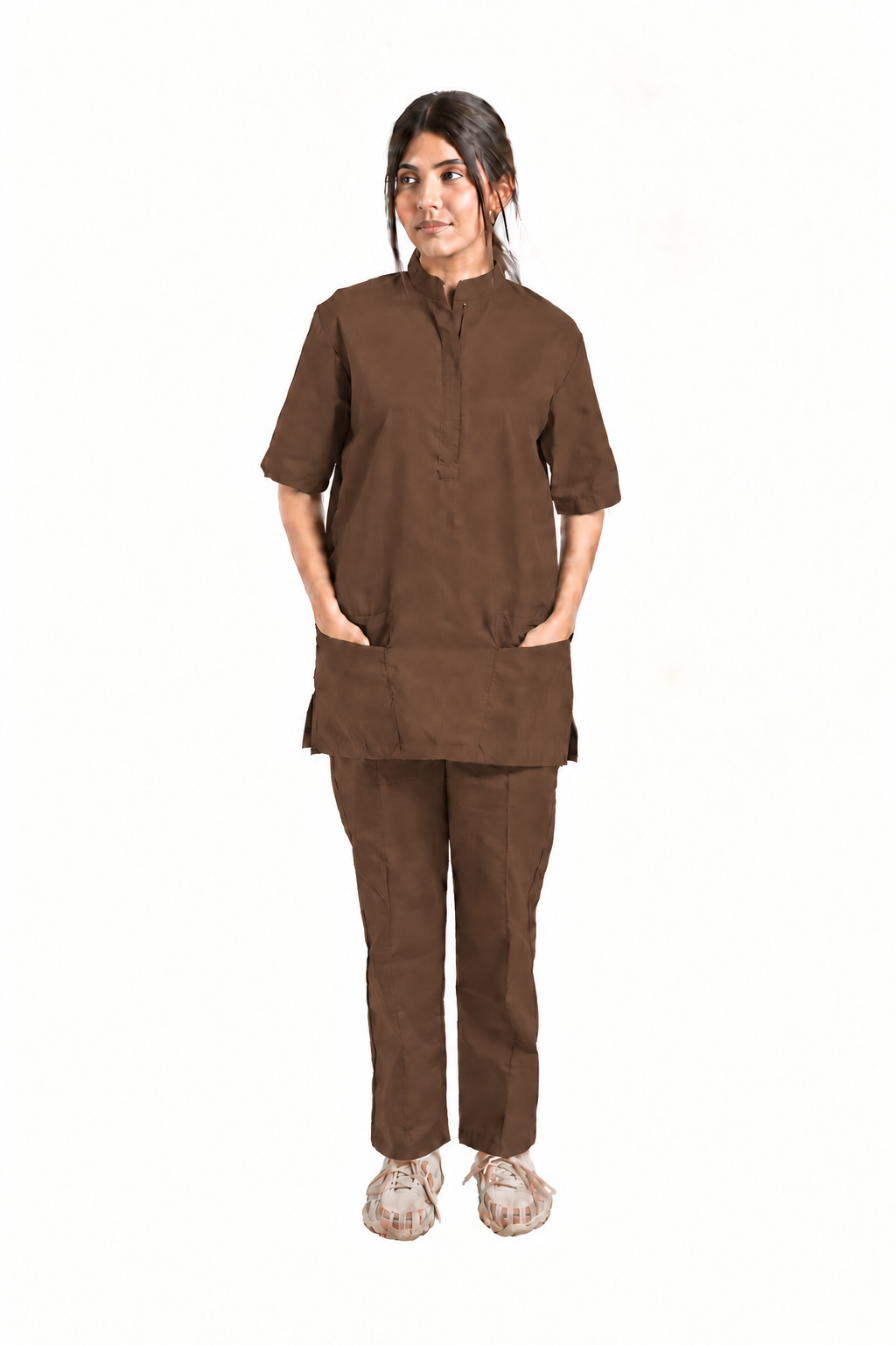 Women's Placket Zip Medical Scrub Set