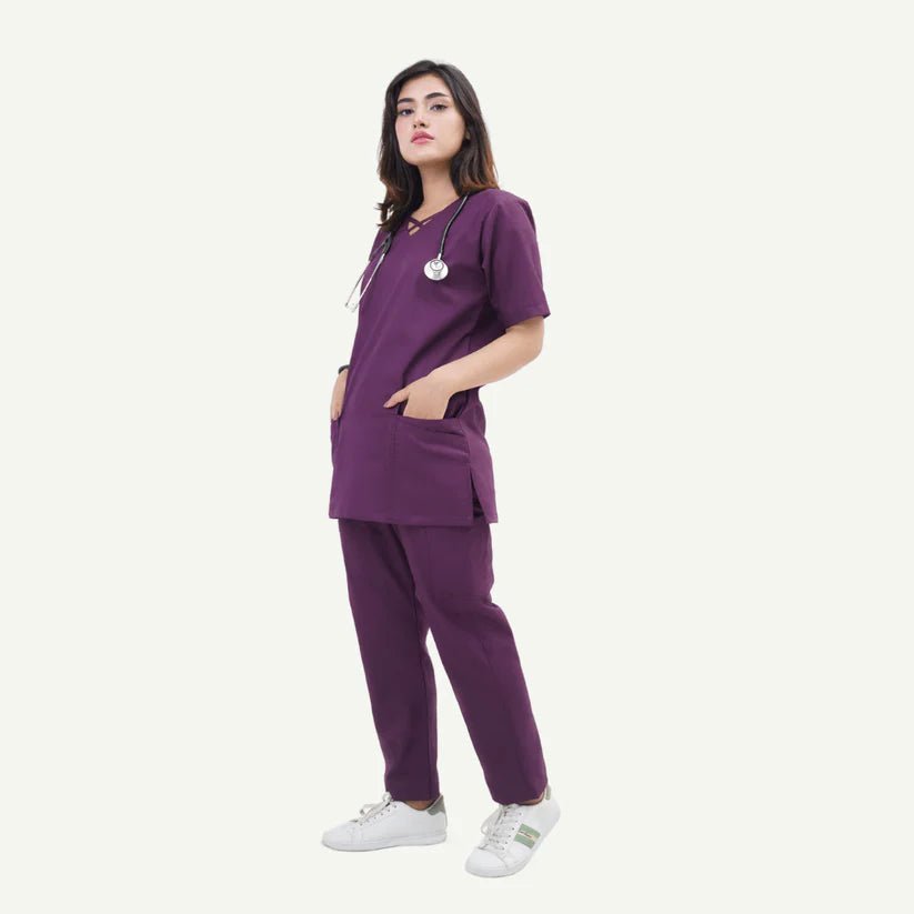 Criss Cross Neck - Line Scrub Shirt - dr.stitchess