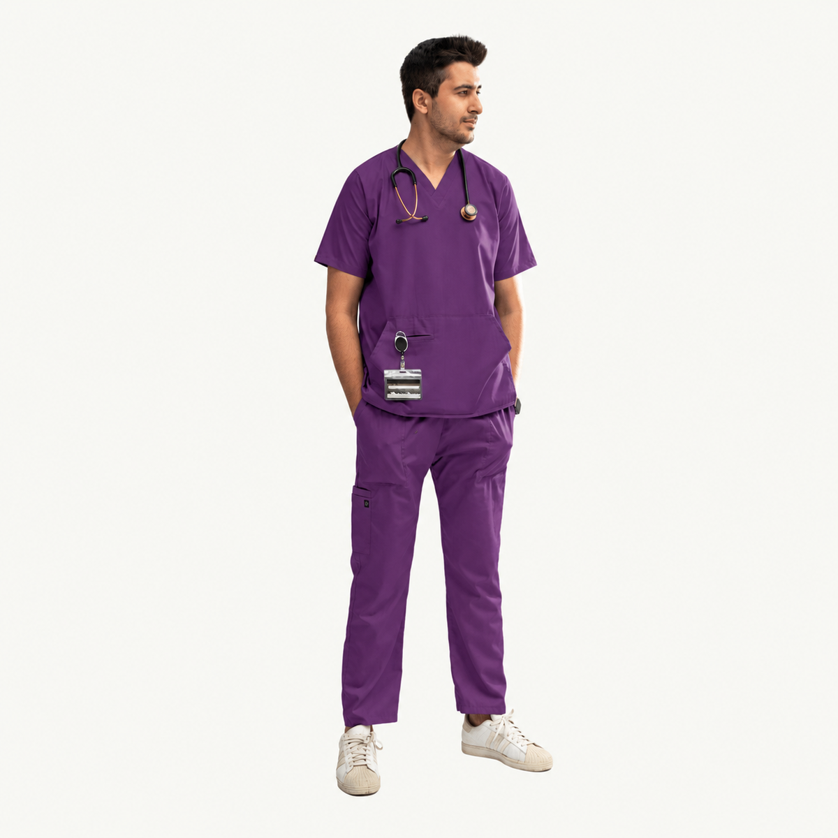 Men's Pouch Pocket Medical Scrub Set