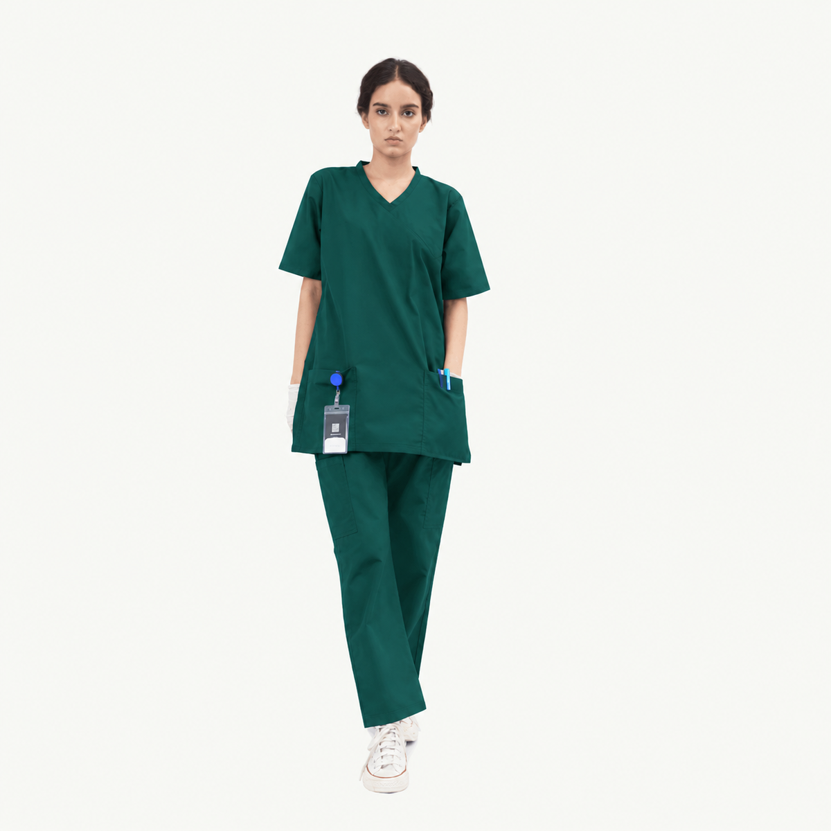Women's Extended V-Neck Medical Scrub Set