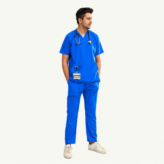 Men's Pouch Pocket Medical Scrub Set