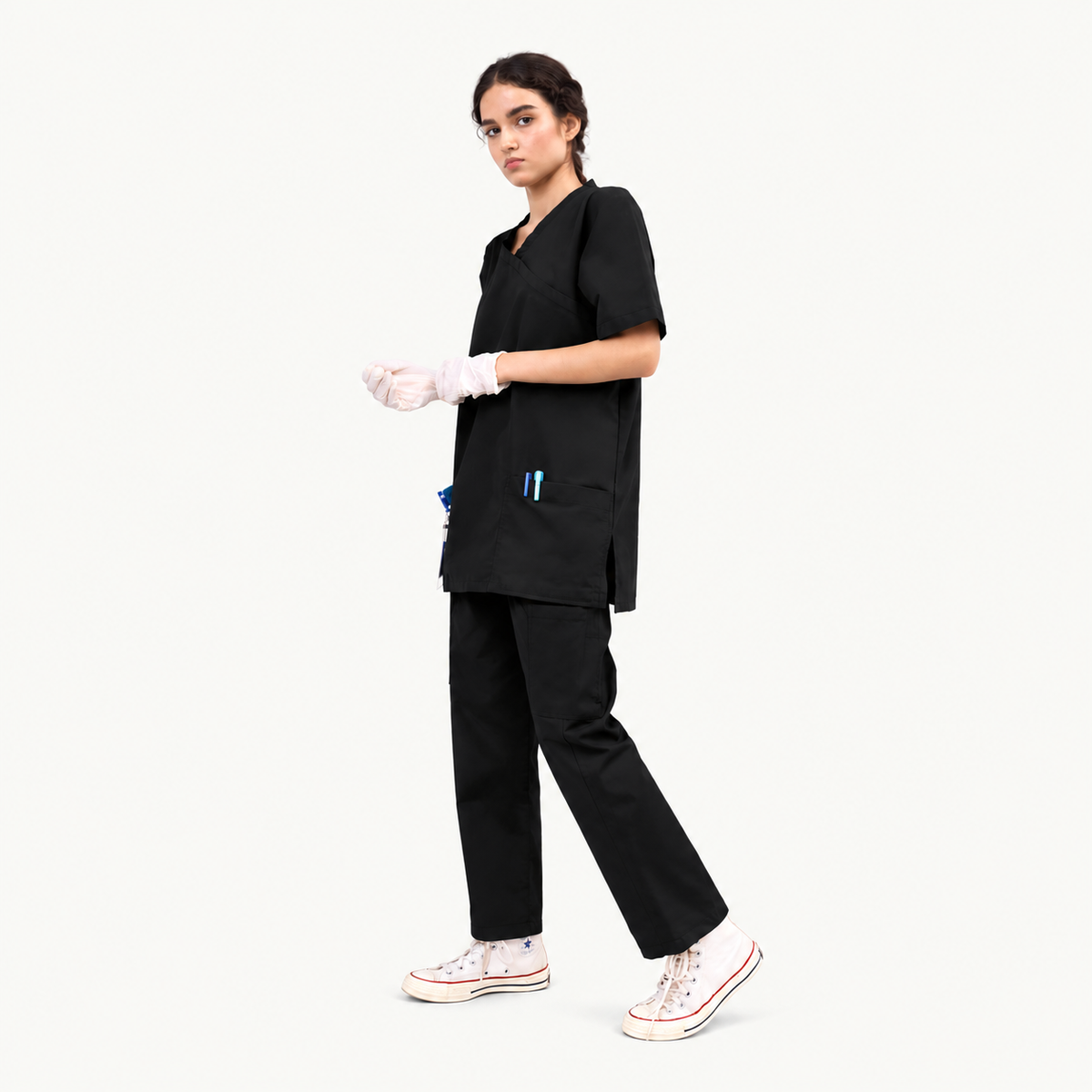 Women's Extended V-Neck Medical Scrub Set