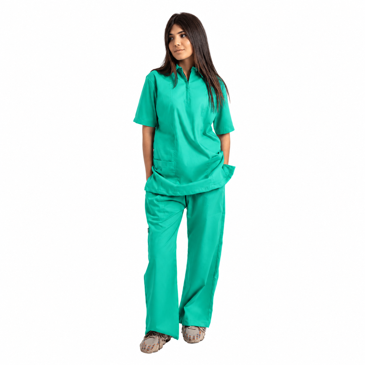 Women's Zip Collar Medical Scrub Set