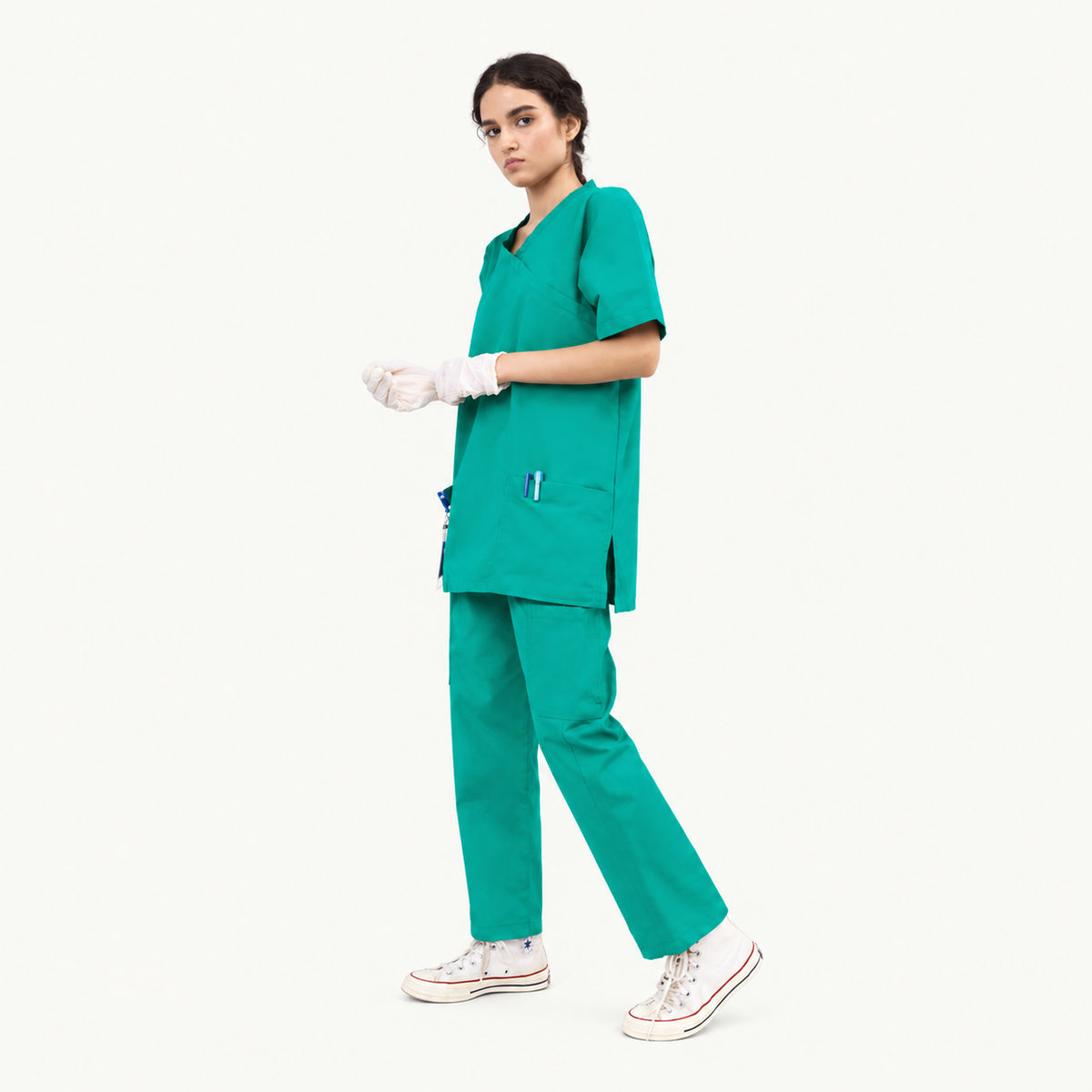 Women's Extended V-Neck Medical Scrub Set