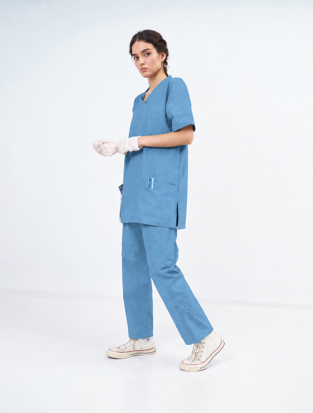 Women's Extended V-Neck Medical Scrub Set