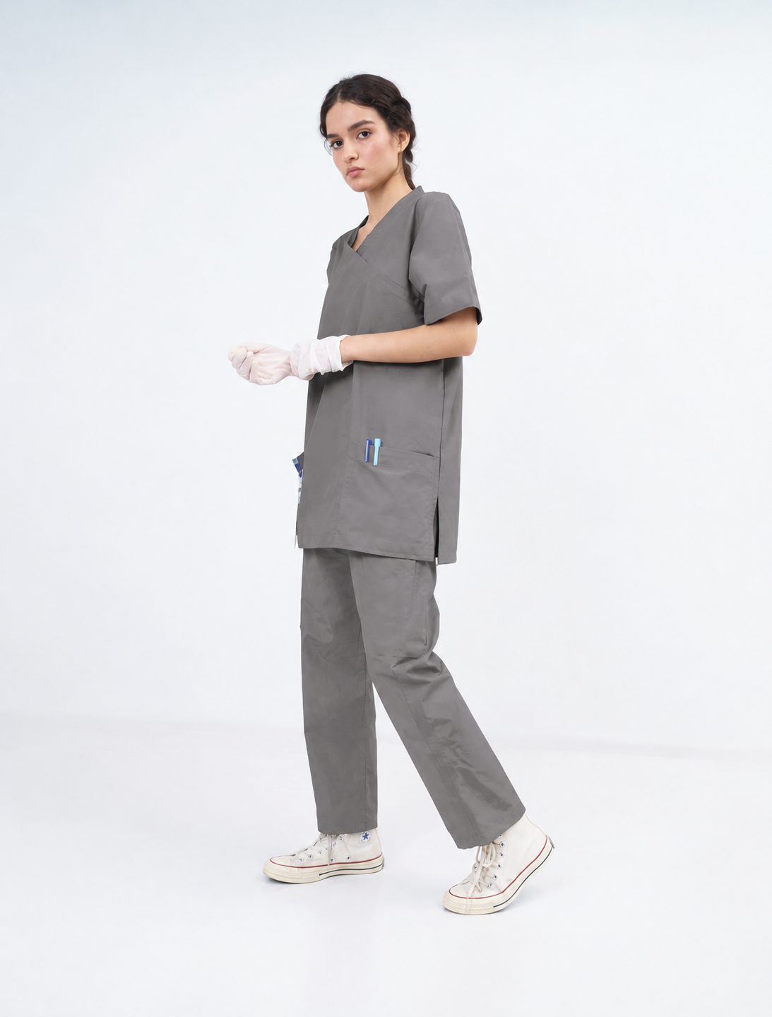 Women's Extended V-Neck Medical Scrub Set