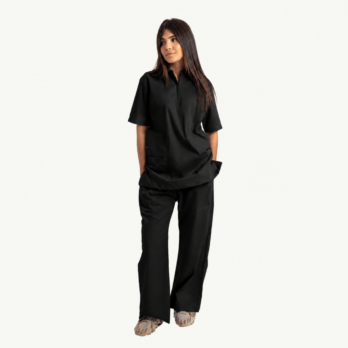 Women's Zip Collar Medical Scrub Set