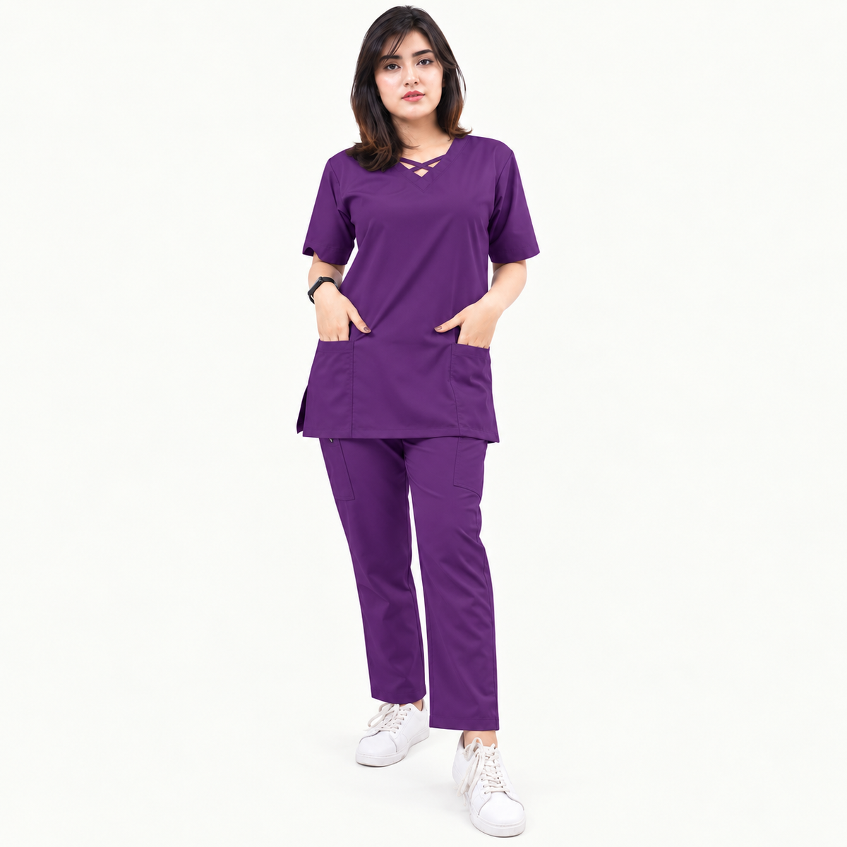 Criss Cross Neck-Line Scrub Set