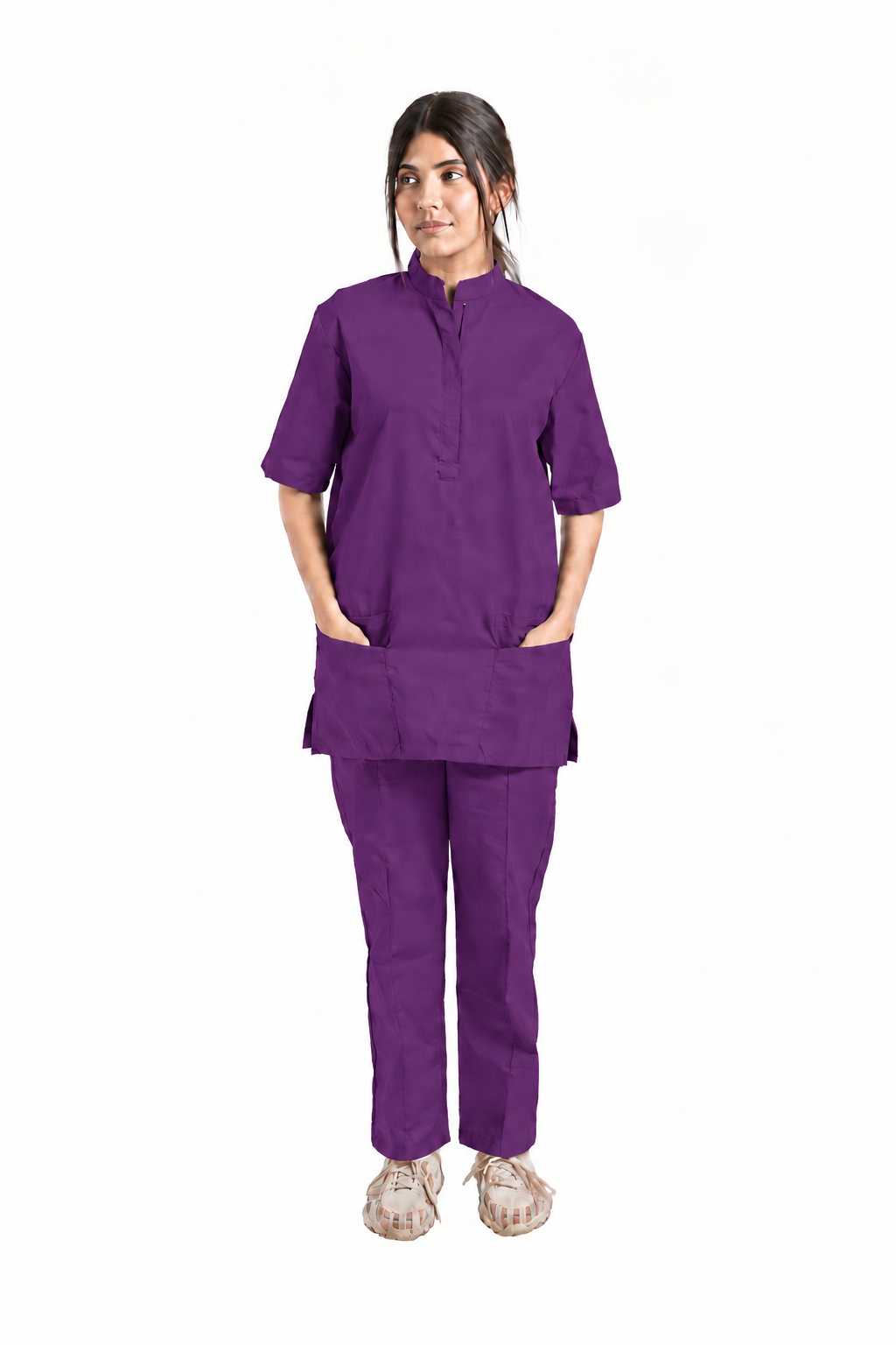 Women's Placket Zip Medical Scrub Set