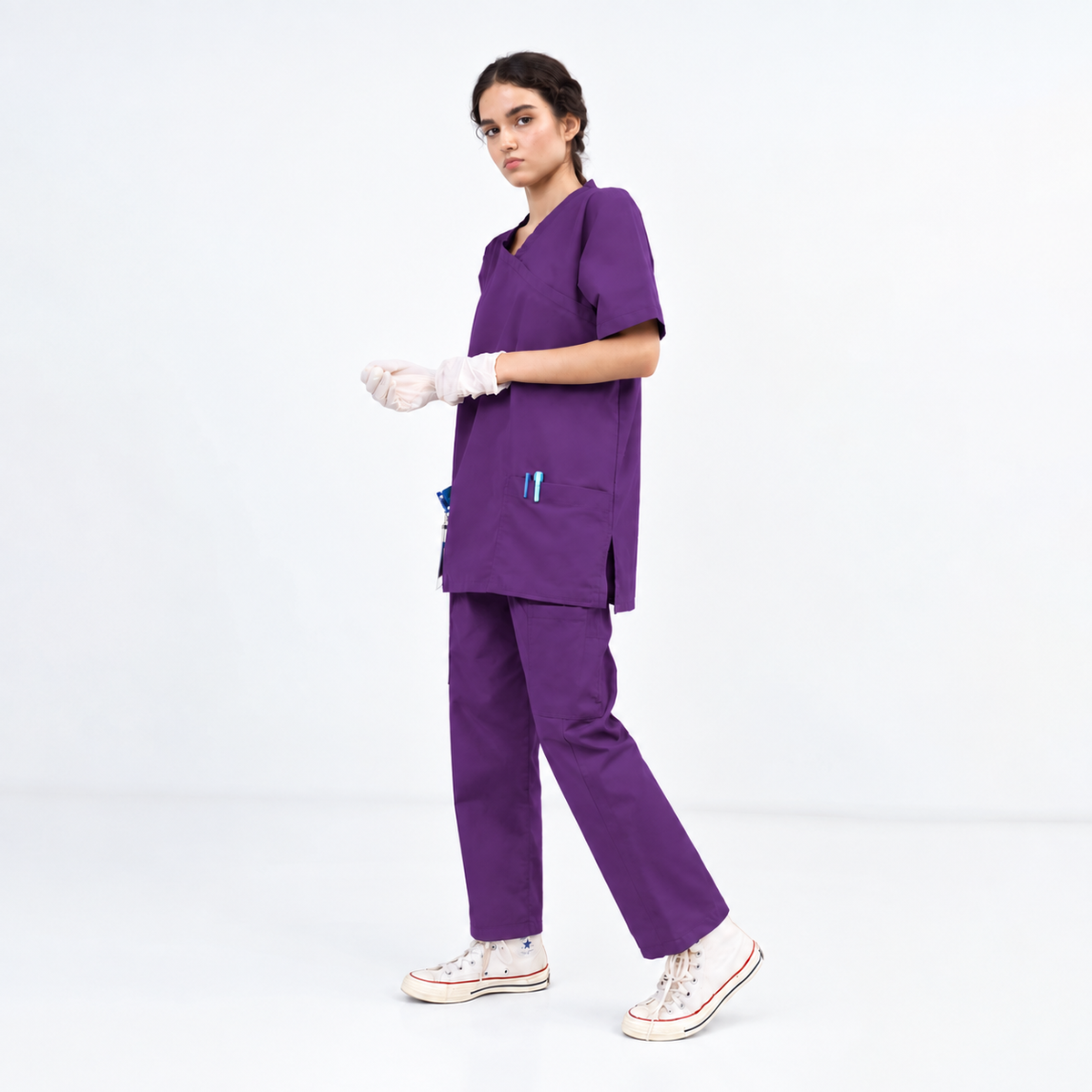 Women's Extended V-Neck Medical Scrub Set