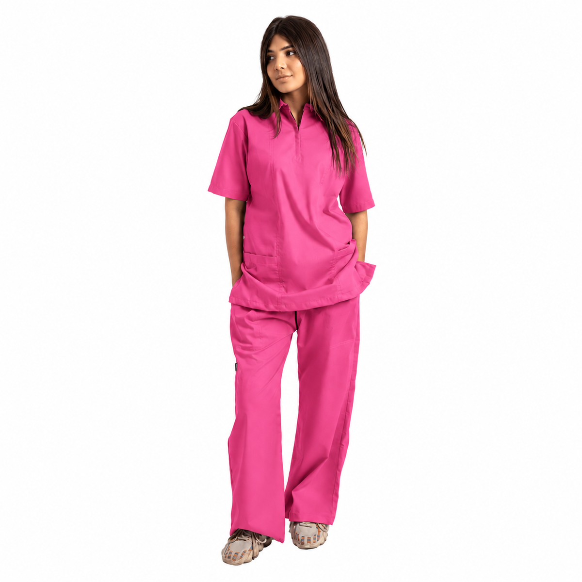 Women's Zip Collar Medical Scrub Set