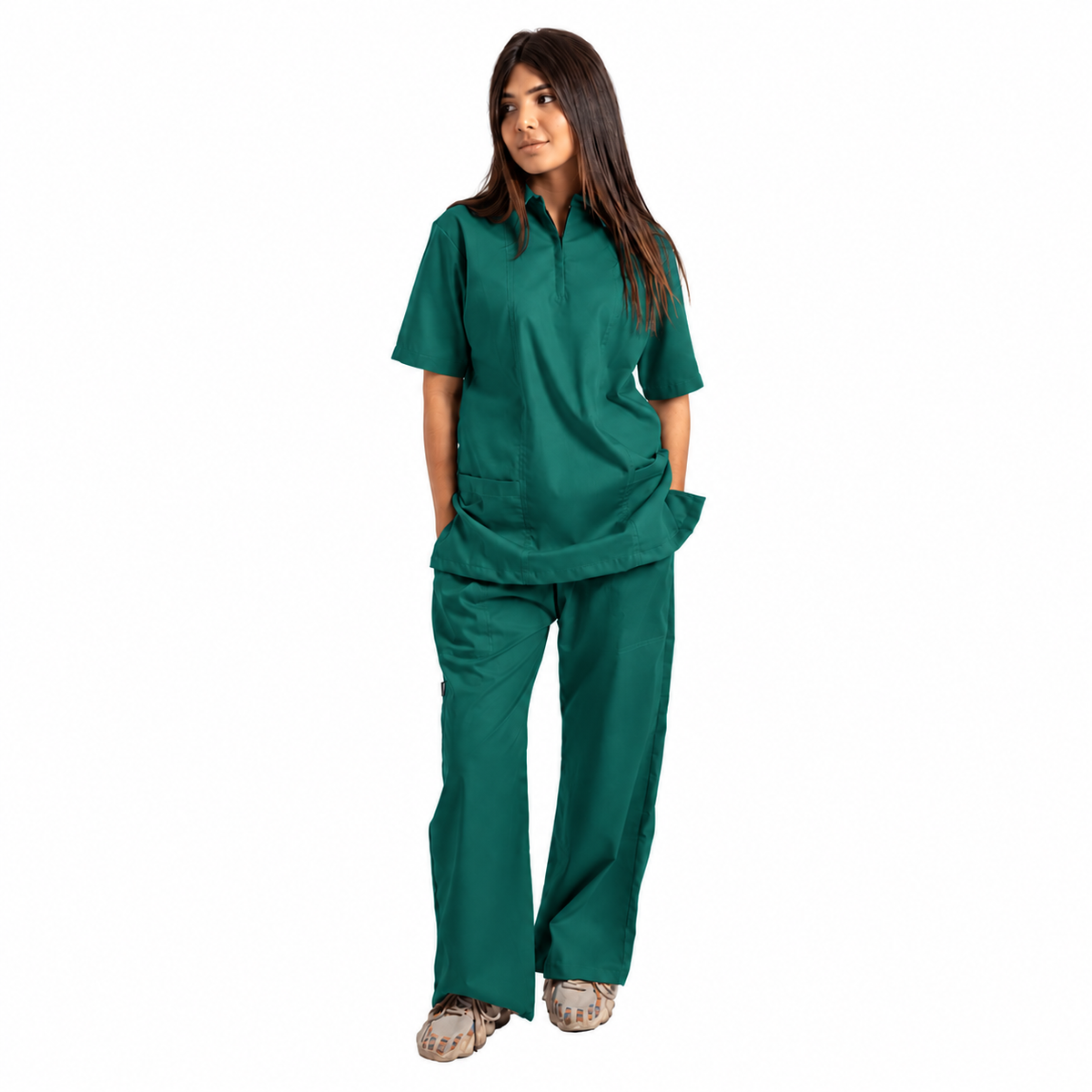Women's Zip Collar Medical Scrub Set
