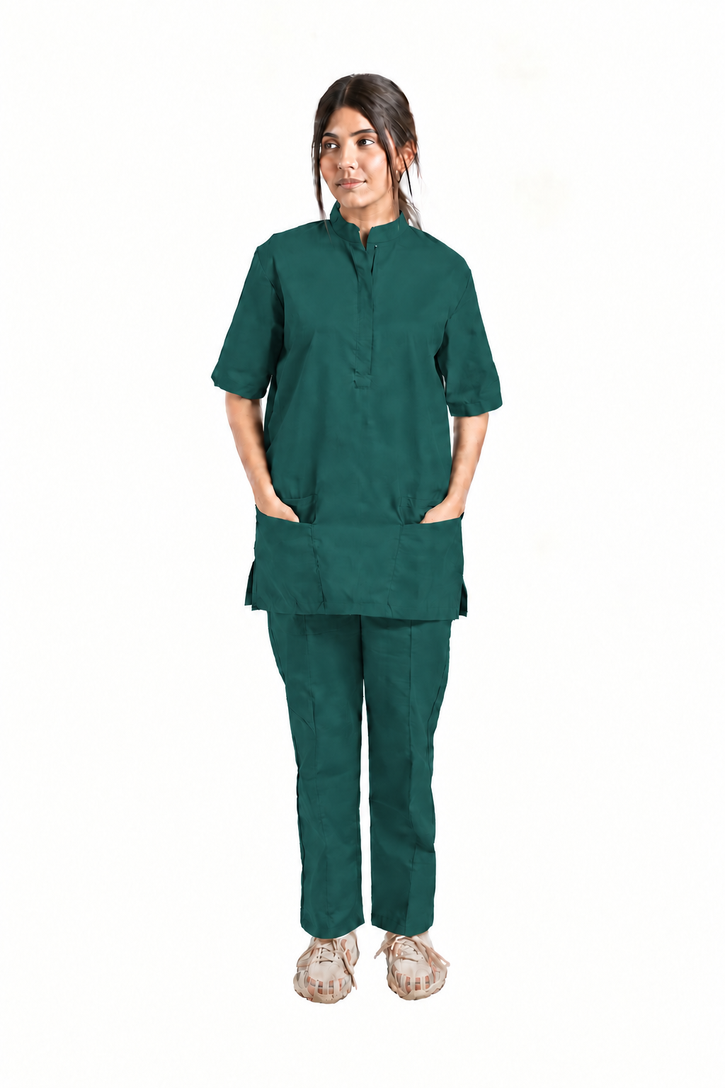 Women's Placket Zip Medical Scrub Set