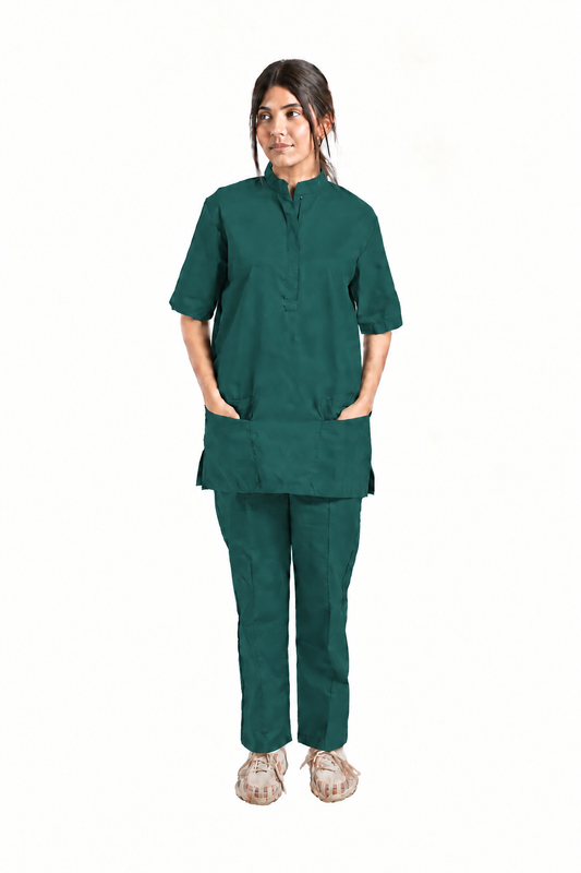 Women's Placket Zip Medical Scrub Set