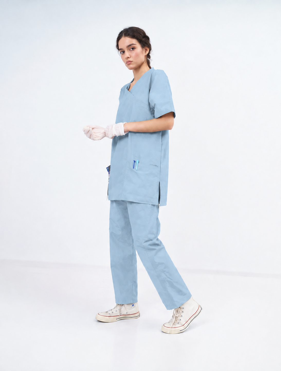 Women's Extended V-Neck Medical Scrub Set
