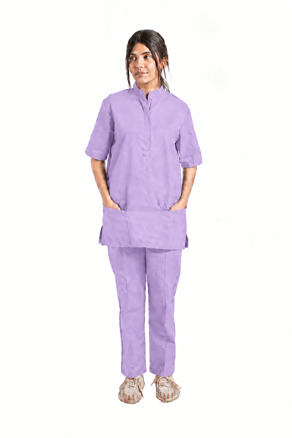 Women's Placket Zip Medical Scrub Set