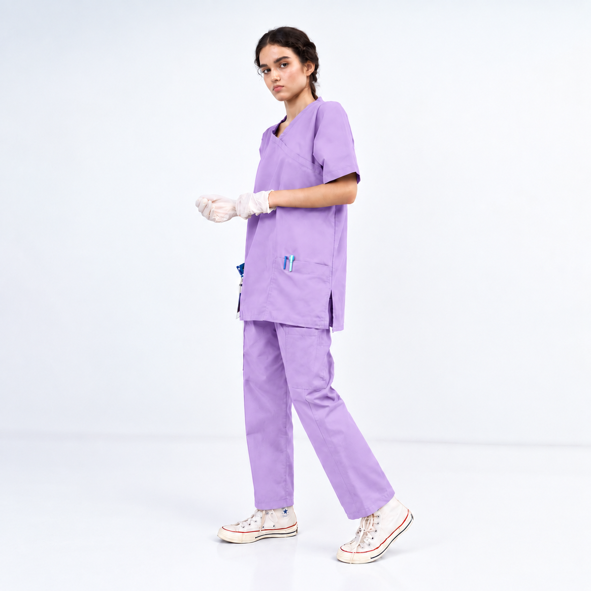Women's Extended V-Neck Medical Scrub Set