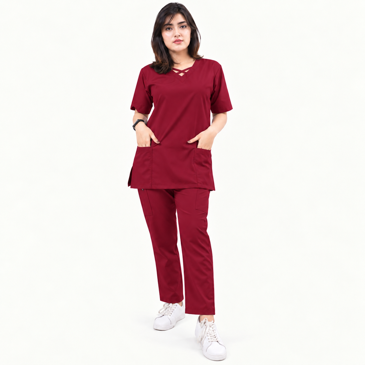 Criss Cross Neck-Line Scrub Set