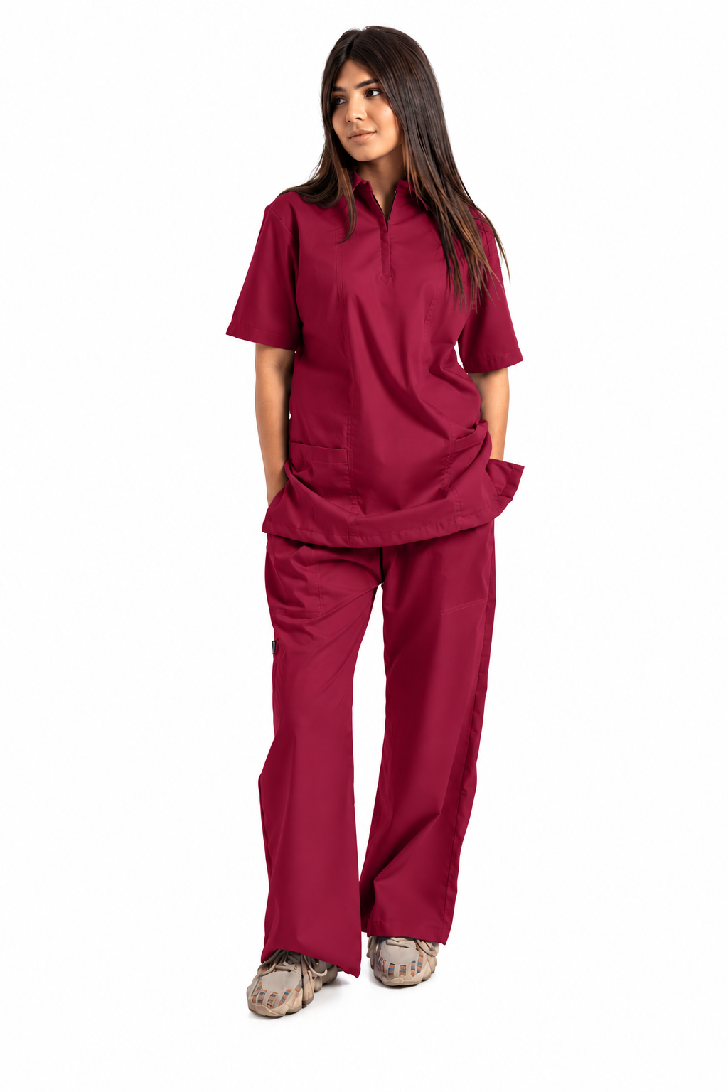 Women's Zip Collar Medical Scrub Set
