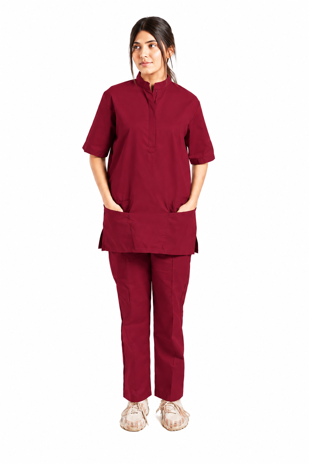 Women's Placket Zip Medical Scrub Set