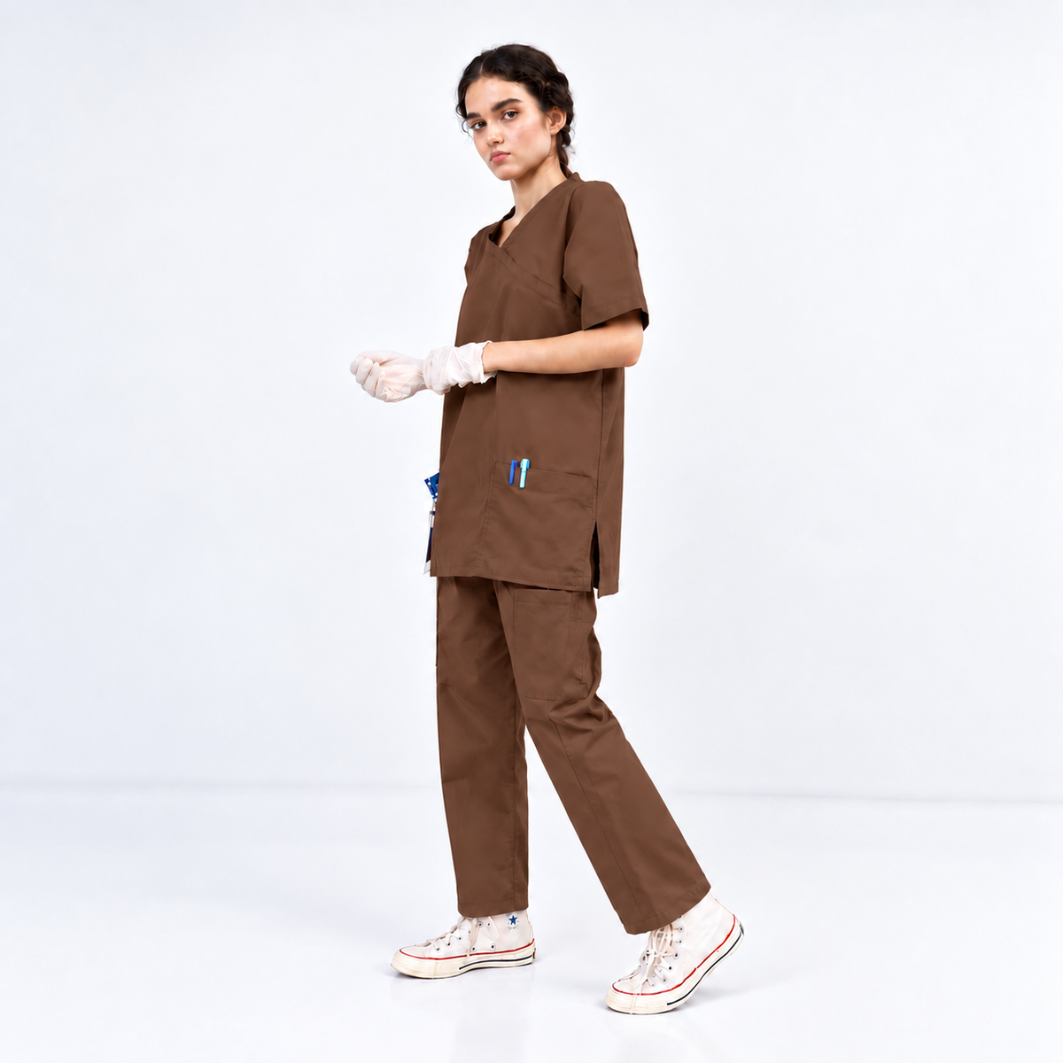 Women's Extended V-Neck Medical Scrub Set