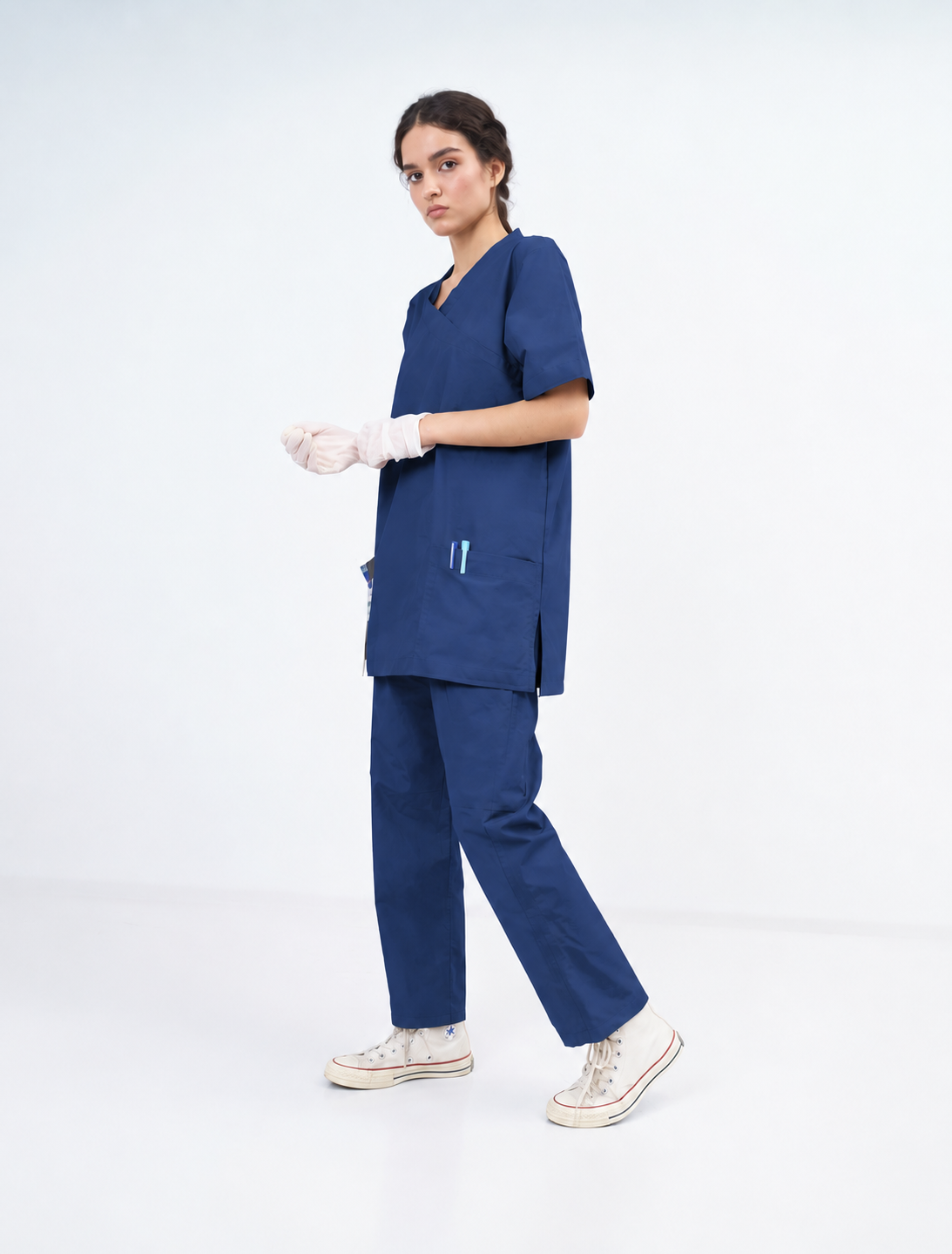 Women's Extended V-Neck Medical Scrub Set
