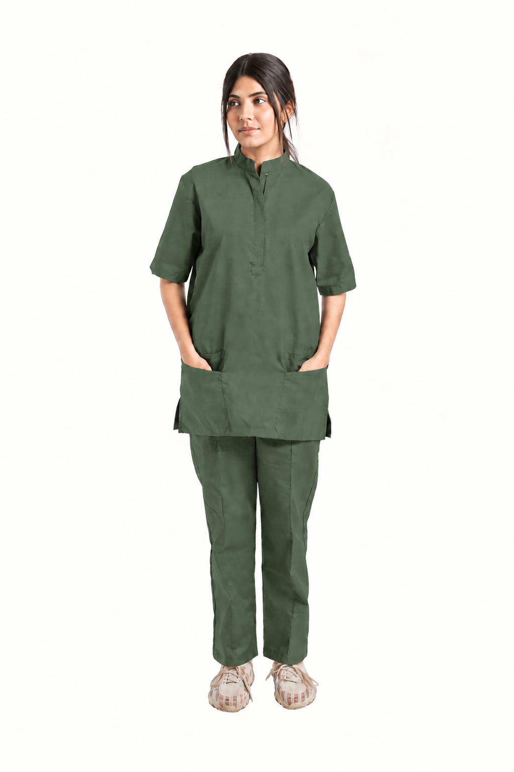 Women's Zip Collar Medical Scrub Set