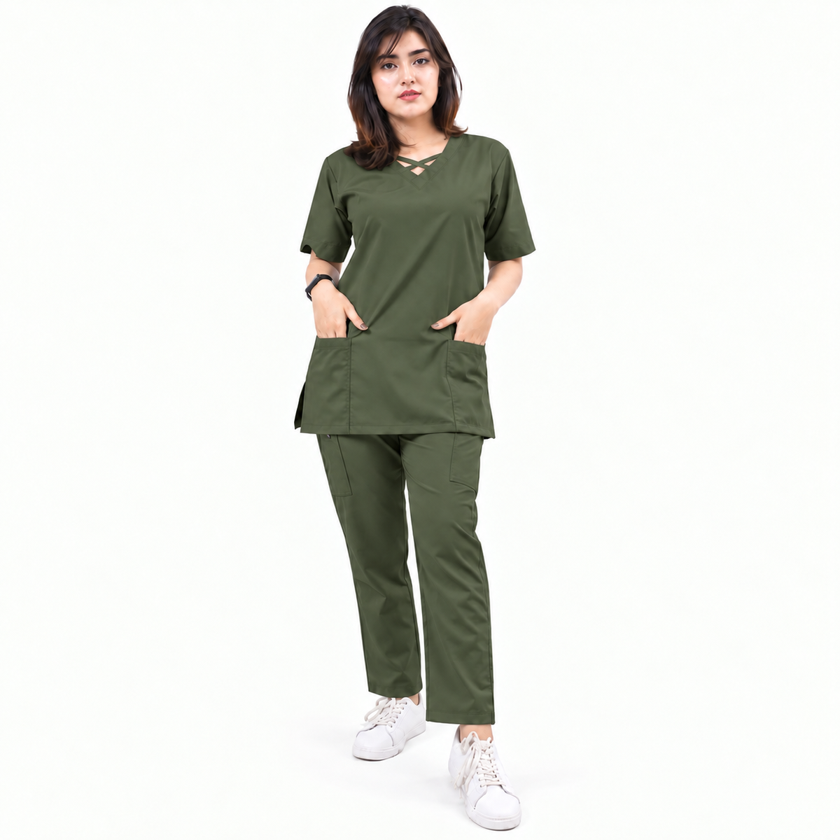 Criss Cross Neck-Line Scrub Set
