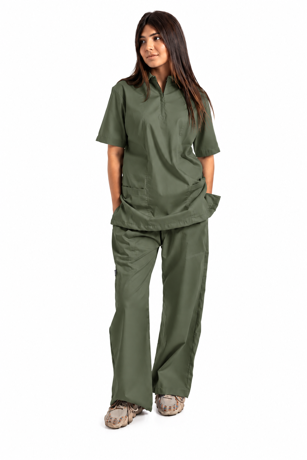 Women's Zip Collar Medical Scrub Set
