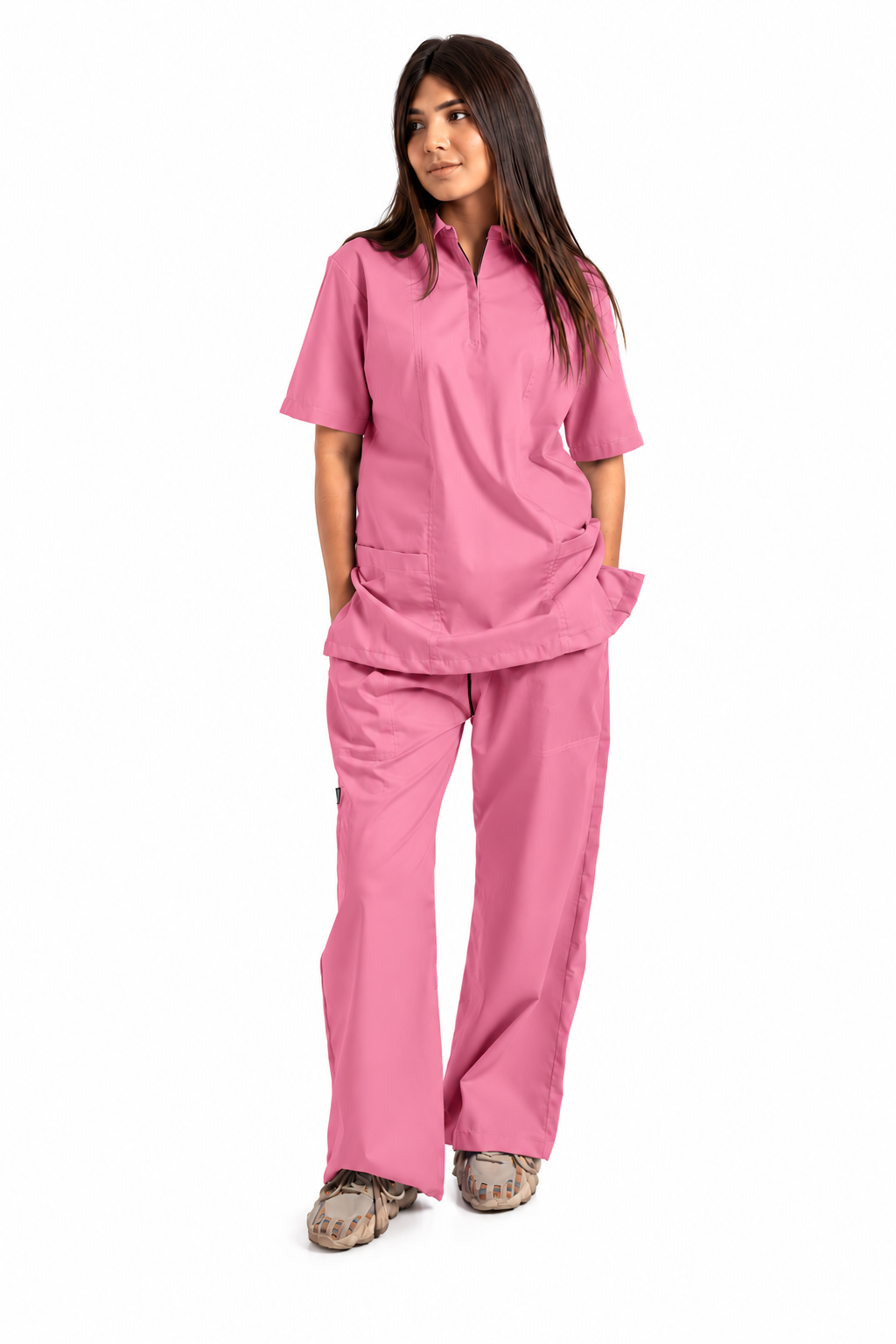Women's Zip Collar Medical Scrub Set