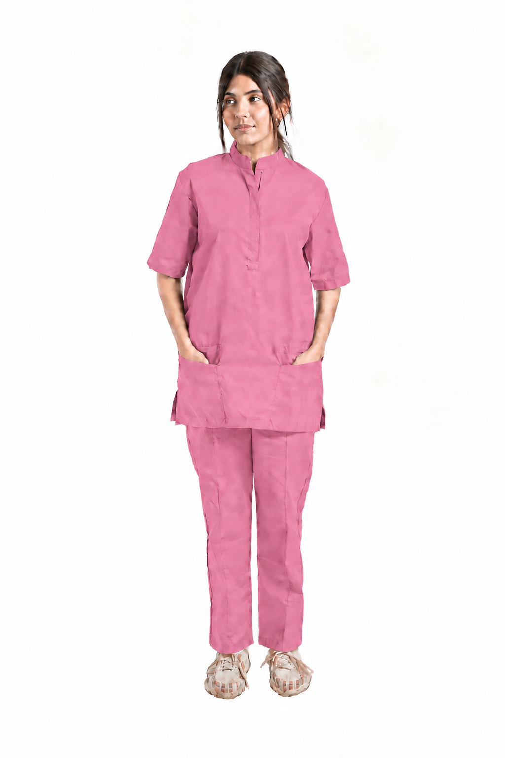 Women's Placket Zip Medical Scrub Set