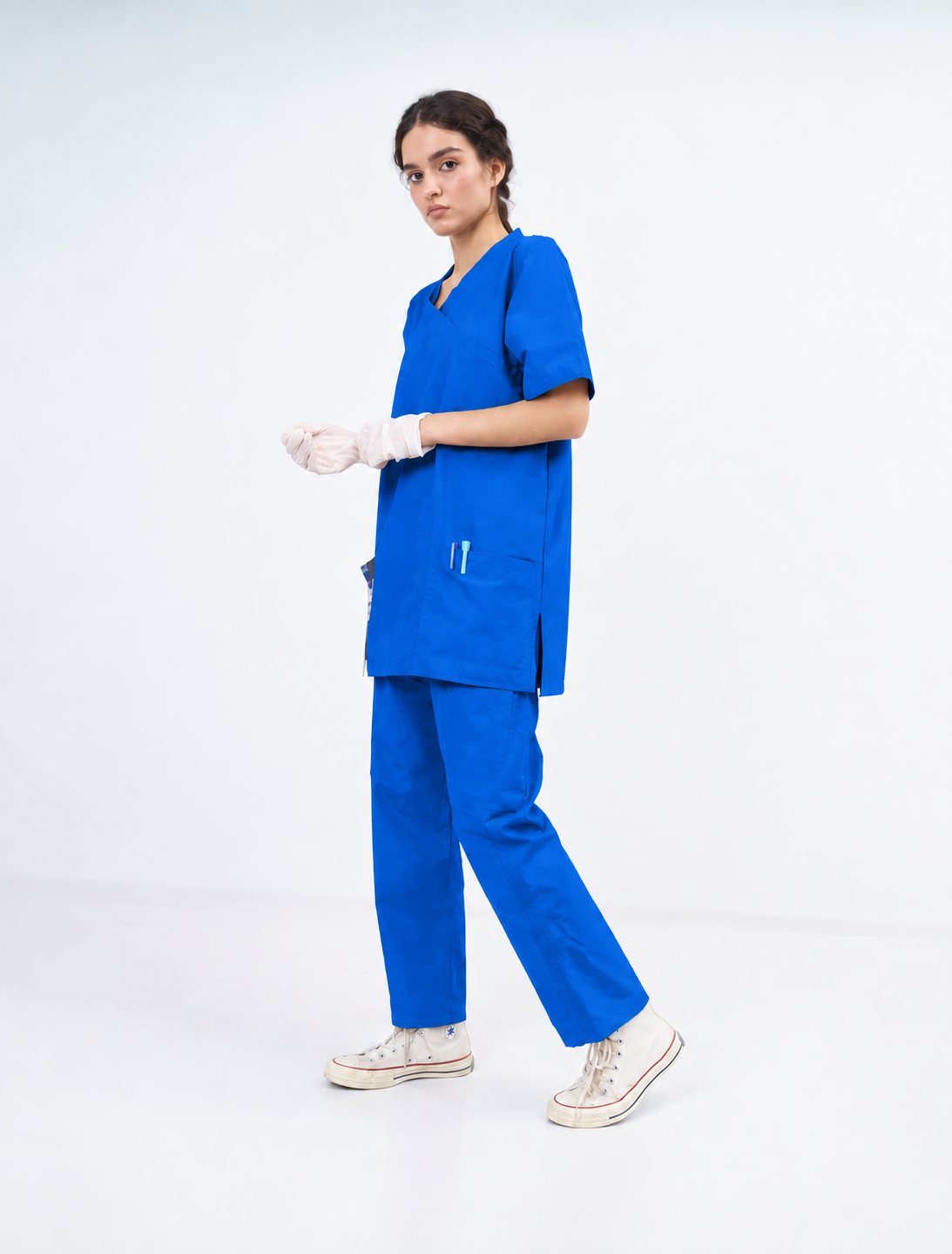 Women's Extended V-Neck Medical Scrub Set