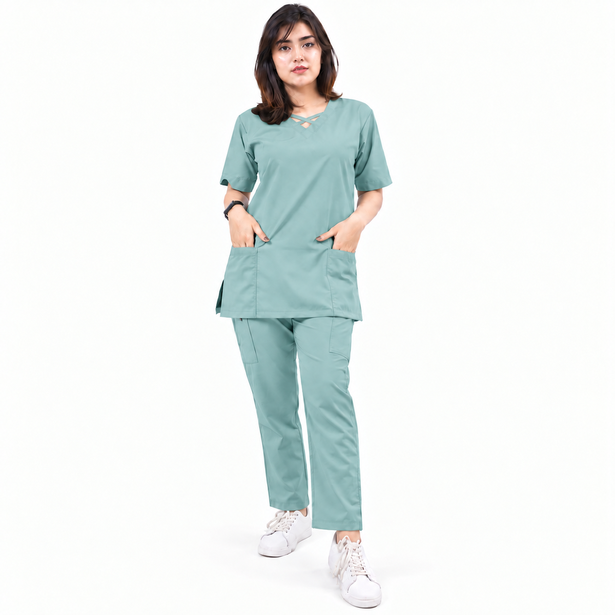 Criss Cross Neck-Line Scrub Set