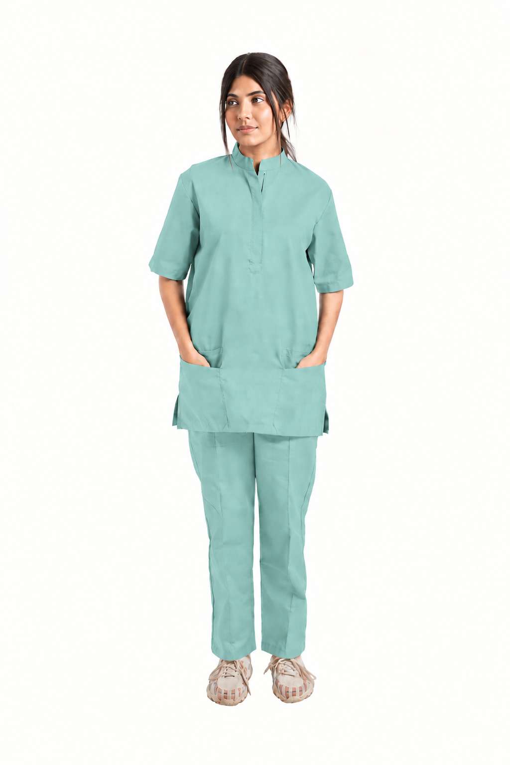 Women's Placket Zip Medical Scrub Set