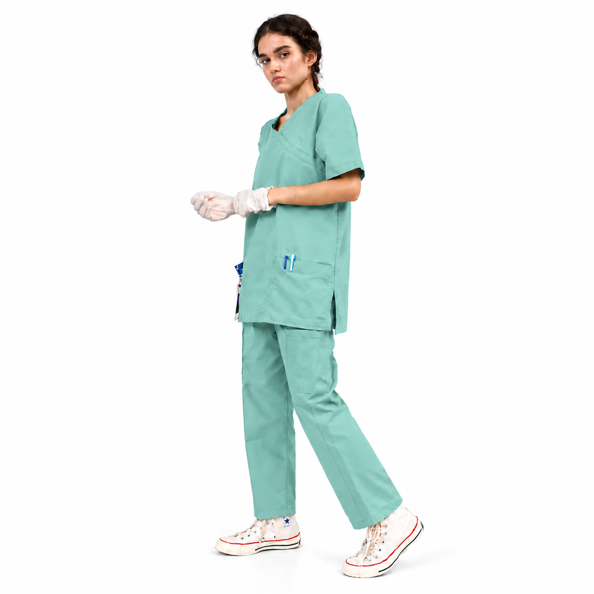 Women's Extended V-Neck Medical Scrub Set