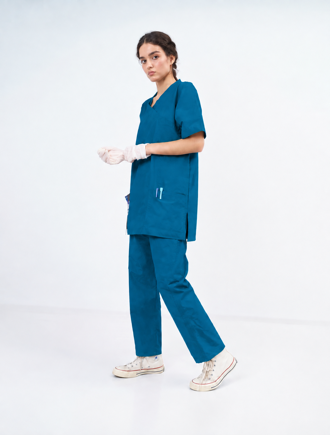 Women's Extended V-Neck Medical Scrub Set