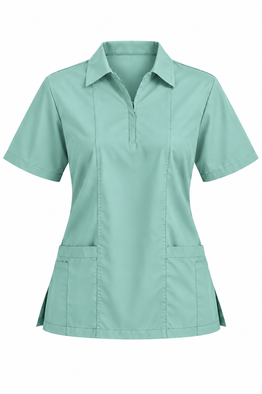 Zip Collar Scrub Top