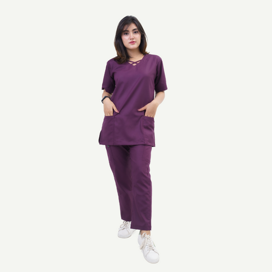 Criss Cross Neck-Line Scrub Set