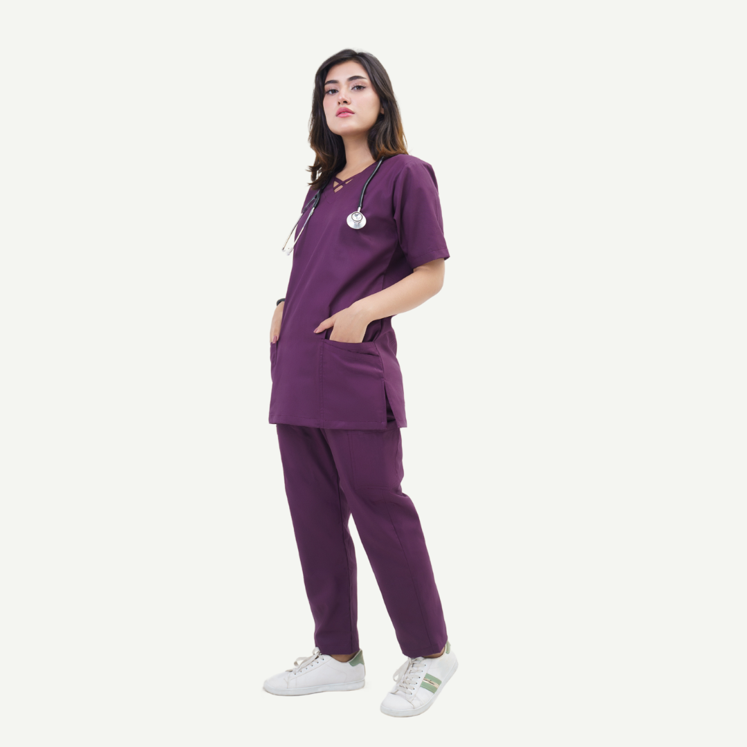 Criss Cross Neck-Line Scrub Set