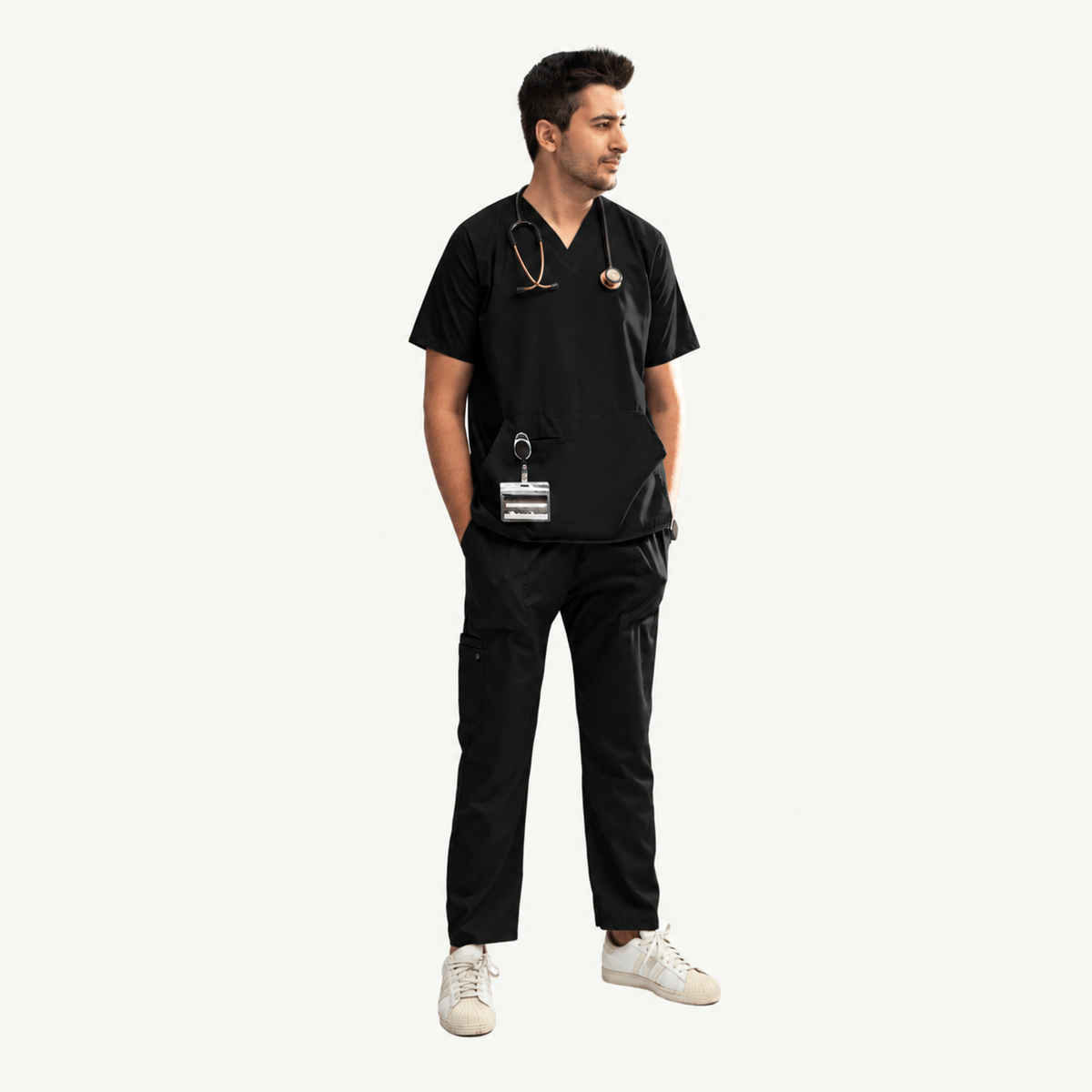 Men's Pouch Pocket Medical Scrub Set