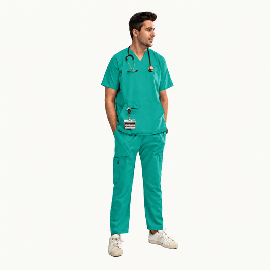 Men's Pouch Pocket Medical Scrub Set