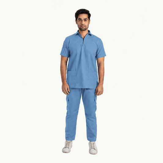 Men's Zip Collar Medical Scrub Set