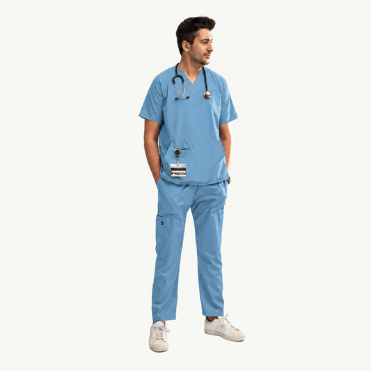 Men's Pouch Pocket Medical Scrub Set
