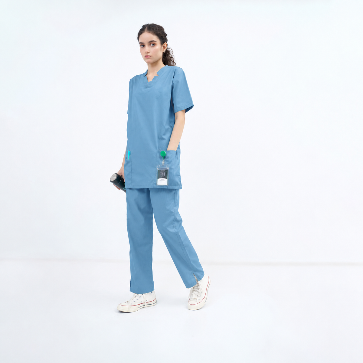 Women's V-Cut Neckline Medical Scrub Set