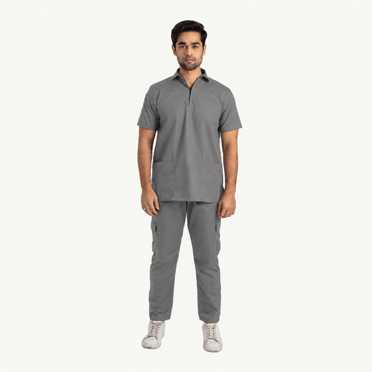 Men's Zip Collar Medical Scrub Set
