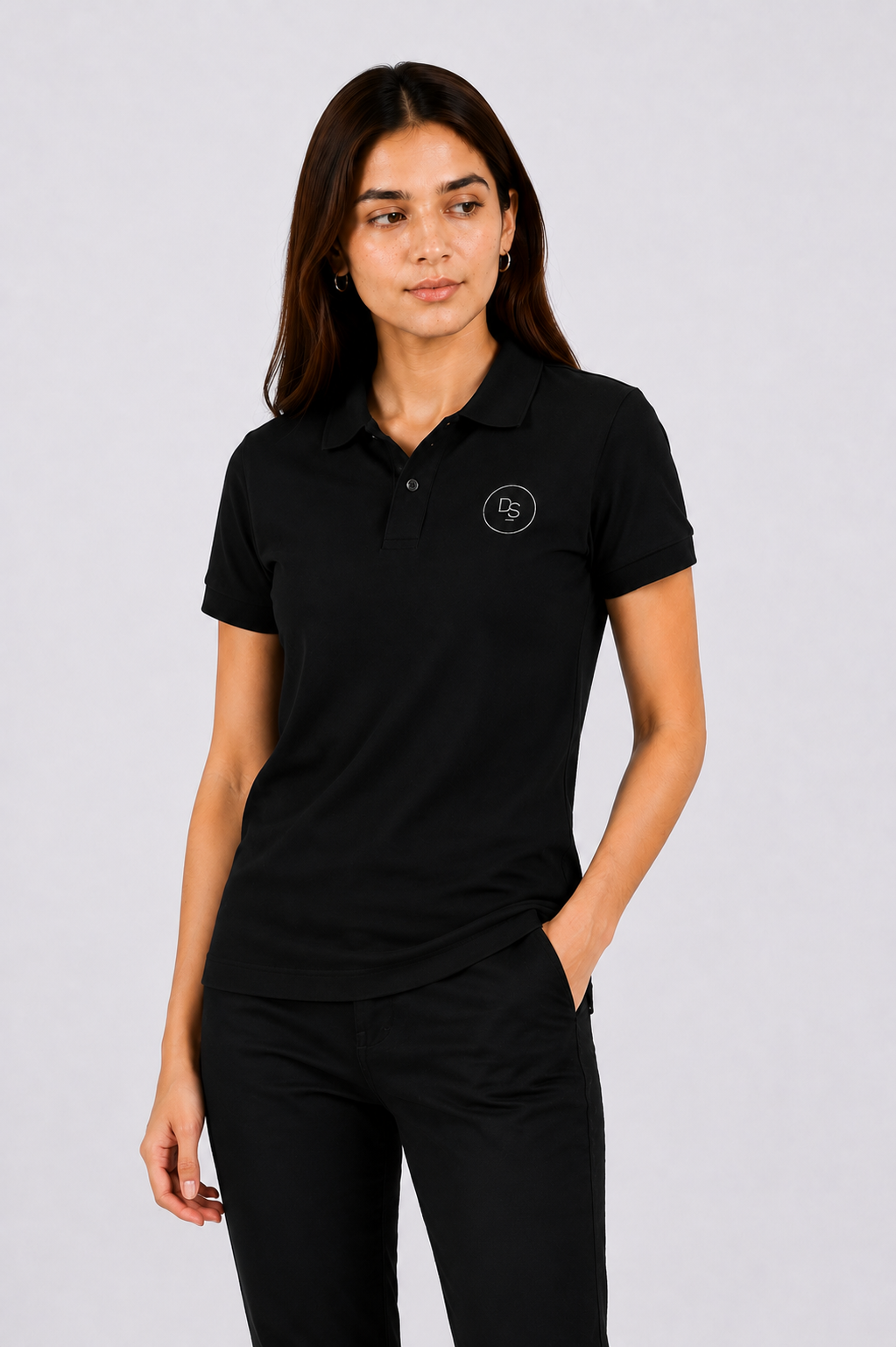 Unisex SuperSoft Cotton Polo Shirt Female - Black