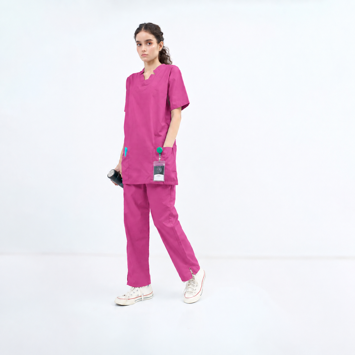 Women's V-Cut Neckline Medical Scrub Set