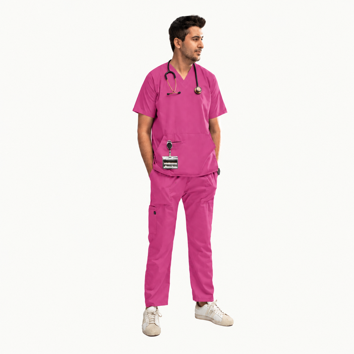 Men's Pouch Pocket Medical Scrub Set