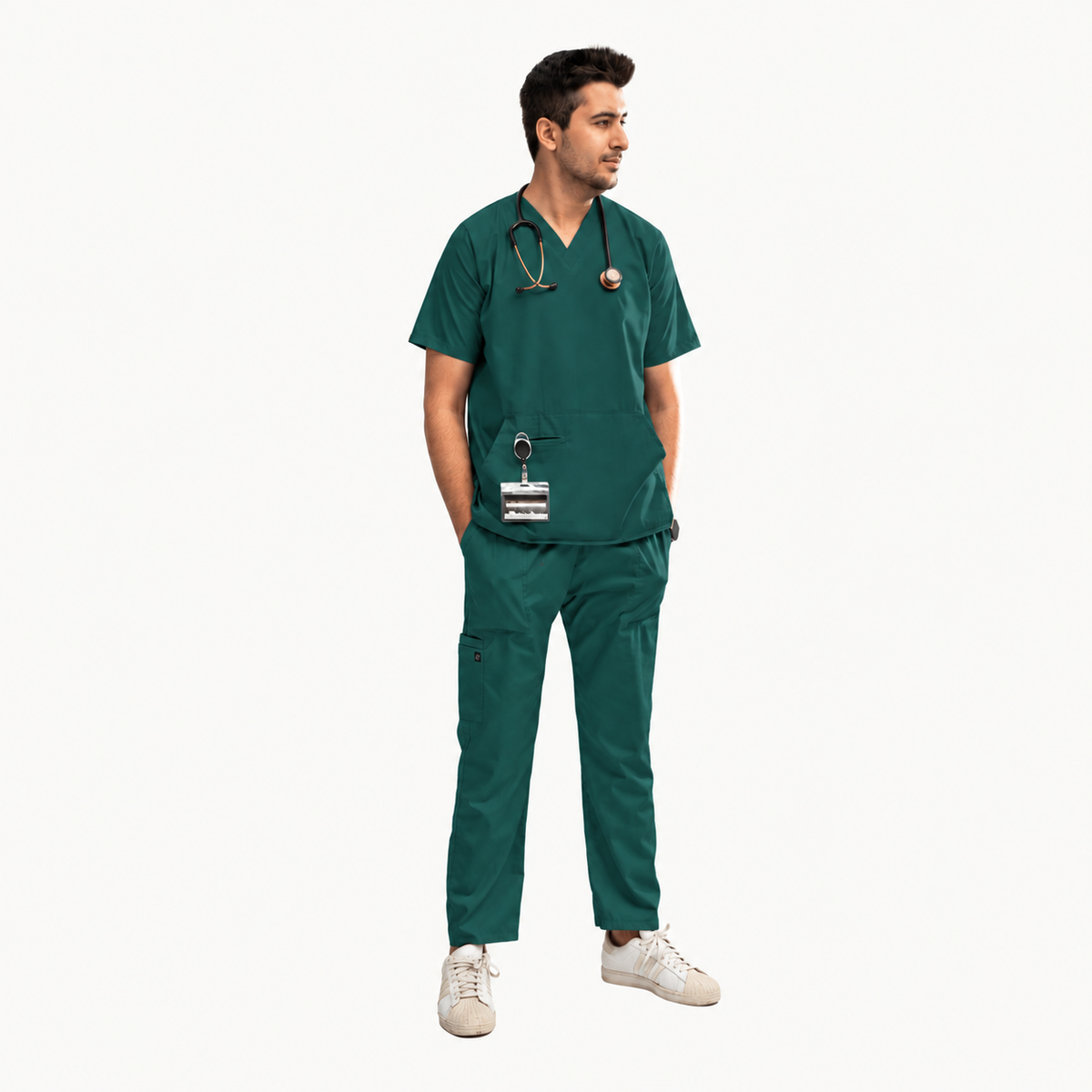 Men's Pouch Pocket Medical Scrub Set