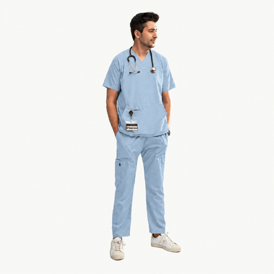 Men's Pouch Pocket Medical Scrub Set